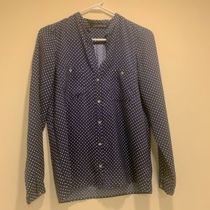 Stylish navy blue polka dot blouse
